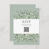 Sage Green Eucalyptus QR Code Wedding RSVP Begleitkarte (Vorne/Hinten)