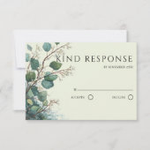 Sage Green Eucalyptus QR Code Wedding RSVP Karte (Vorderseite)