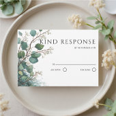 Sage Green Eucalyptus QR Code Wedding RSVP Karte