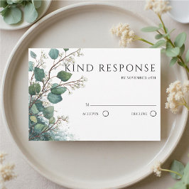 Sage Green Eucalyptus QR Code Wedding RSVP Karte