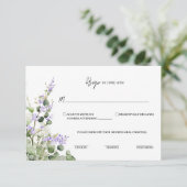 Sage Green Eucalyptus RSVP Card with Lilac Florals Karte (Stehend Vorderseite)