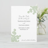 Sage Green Eucalyptus Save the Date Einladung (Stehend Vorderseite)