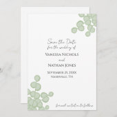 Sage Green Eucalyptus Save the Date Einladung (Vorne/Hinten)