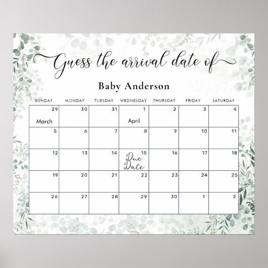 Sage Green Eucalyptus schätzt den Fälligkeitsdatum Poster (Vorne)