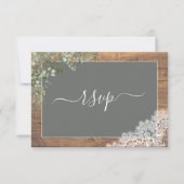 Sage Green Eucalyptus Script Lace Wood UAWG RSVP Karte (Vorderseite)