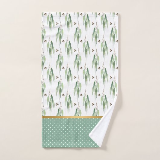 SAGE GREEN EUCALYPTUS SPOT GOLD BADEZIMMER TOWEL S BADHANDTUCH SET (Handtuch)