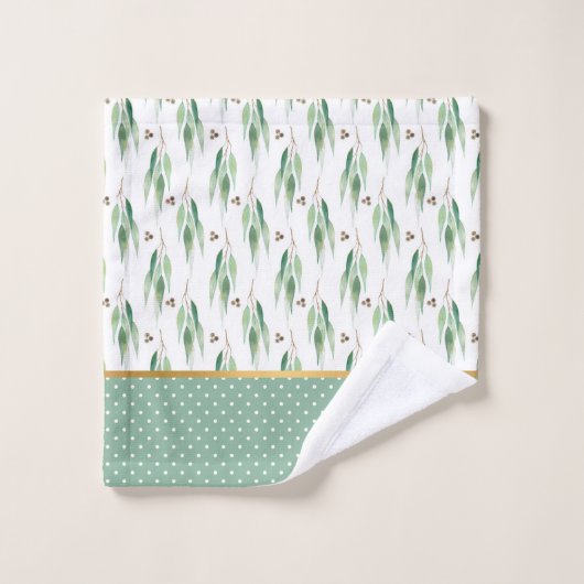 SAGE GREEN EUCALYPTUS SPOT GOLD BADEZIMMER TOWEL S BADHANDTUCH SET (Waschlappen)