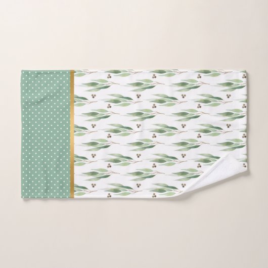 SAGE GREEN EUCALYPTUS SPOT GOLD BADEZIMMER TOWEL S BADHANDTUCH SET (Handtuch)