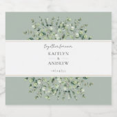 Sage Green Eucalyptus Together Forever Wedding Schaumweinetikett (Einzelnes Label)