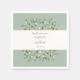 Sage Green Eucalyptus Together Forever Wedding Serviette