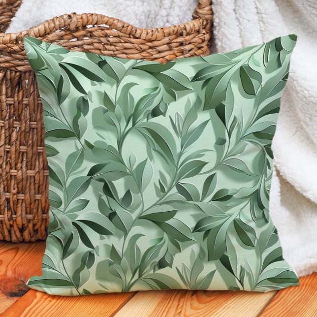 Sage Green Eucalyptus Verlasst botanische Vegetati Kissen (Sage Green Eucalyptus Leaves Botanical Greenery Throw Pillow)