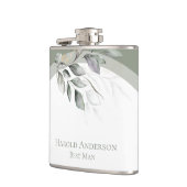 Sage Green Eucalyptus Vinyl Wrapped Flask Flachmann (Links)