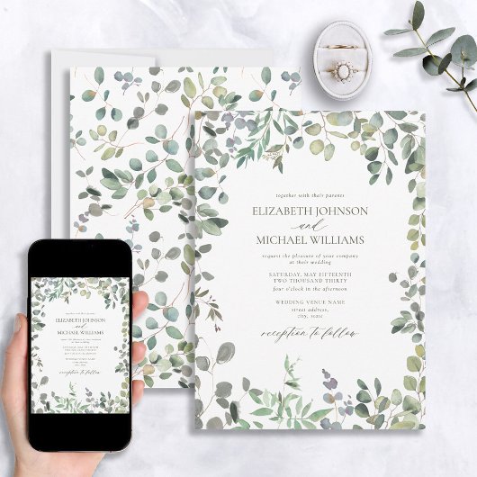 Sage Green Eucalyptus Watercolor Wedding Einladung