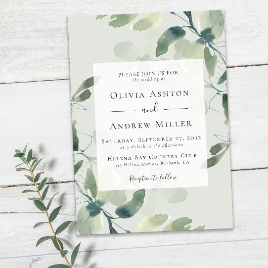 Sage Green Eucalyptus Wedding Einladung