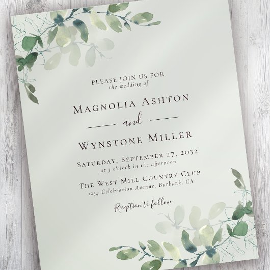 Sage Green Eucalyptus Wedding Einladung