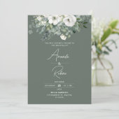 Sage Green Eucalyptus Wedding Einladung (Stehend Vorderseite)