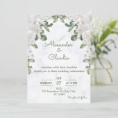Sage Green Eucalyptus Wedding Einladung (Stehend Vorderseite)