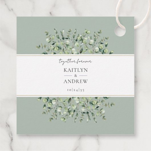 Sage Green Eucalyptus Wedding Geschenkanhänger (Rückseite)