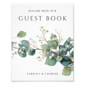 Sage Green Eucalyptus Wedding Guest Book Sign Fotodruck (Vorne)