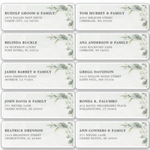Sage Green Eucalyptus Wedding Guest Name Address Aufkleber