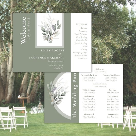 Sage Green Eucalyptus Wedding Program Programm