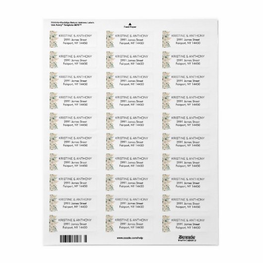 Sage Green Eucalyptus Wedding Return Address Label (Vorne)