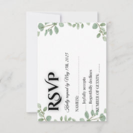 Sage Green Eucalyptus Wedding RSVP Card Karte