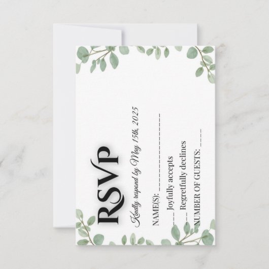 Sage Green Eucalyptus Wedding RSVP Card Karte (Vorderseite)