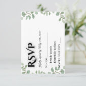 Sage Green Eucalyptus Wedding RSVP Card Karte (Stehend Vorderseite)