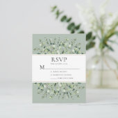 Sage Green Eucalyptus Wedding RSVP Karte (Stehend Vorderseite)