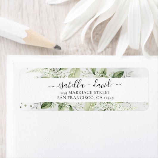 Sage Green Eucalyptus Wedding Rücksendeadresse (Insitu)