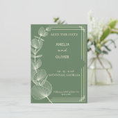 Sage Green Eucalyptus Wedding Save The Date (Stehend Vorderseite)
