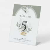 Sage Green Eucalyptus Wedding Table Sign Sockelschild (Vorderseite)