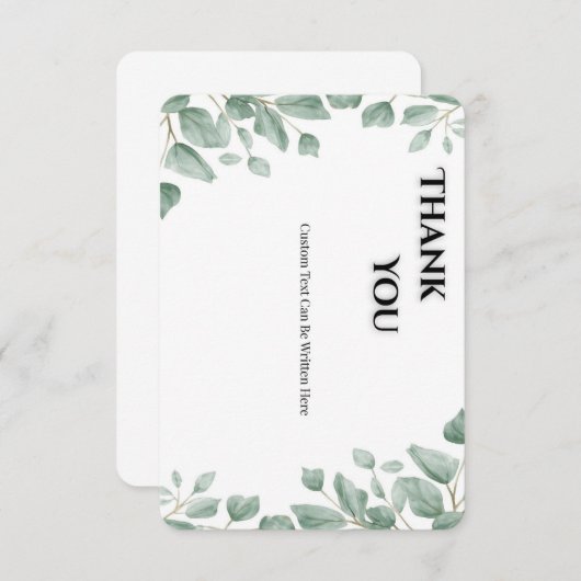 Sage Green Eucalyptus Wedding Thank You Card Dankeskarte (Vorne/Hinten)