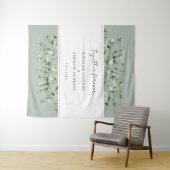 Sage Green Eucalyptus Wedding Together Forever Wandteppich (Beispiel (Horizontal))