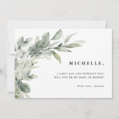 Sage Green Eucalyptus Werden Sie meine Bridesmaid Einladung (Rückseite)