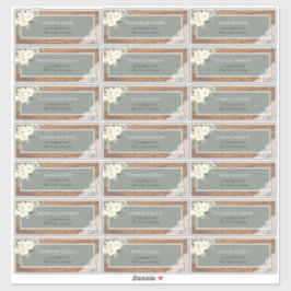 Sage Green Eucalyptus White Floral Late Address St Aufkleber