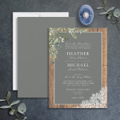 Sage Green Eucalyptus Wood Spitzen Script Wedding  Einladung