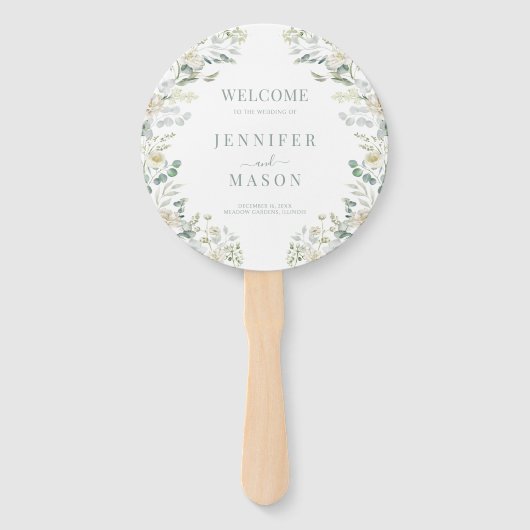 Sage Green Eucalyptus Wreath Boho Wedding Program Fächer (Vorderseite)