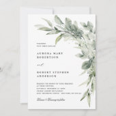Sage Green Eukalyptus All in one Detail Hochzeit Einladung (Vorderseite)