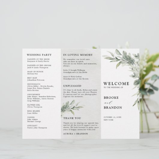 Sage Green Eukalyptus Dreiseitenprogramm (Stehend Vorderseite)