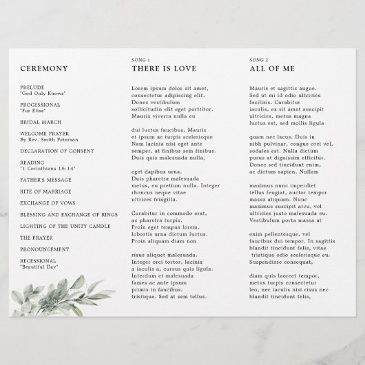 Sage Green Eukalyptus Dreiseitenprogramm (Rückseite)