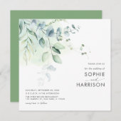 Sage Green Eukalyptus Greenerity Square Wedding Einladung (Vorne/Hinten)