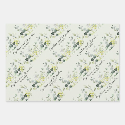 Sage Green Eukalyptus Greenerity Wedding Branding Geschenkpapier Set (Vorderseite 2)