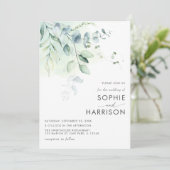 Sage Green Eukalyptus Greenerity Wedding Einladung (Stehend Vorderseite)
