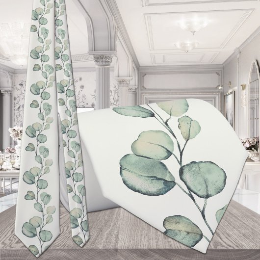 Sage Green Eukalyptus Greenerity Wedding Krawatte