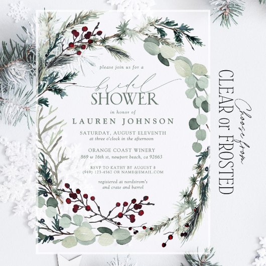 Sage Green Eukalyptus Greenery Berry Brautparty Acryleinladungen
