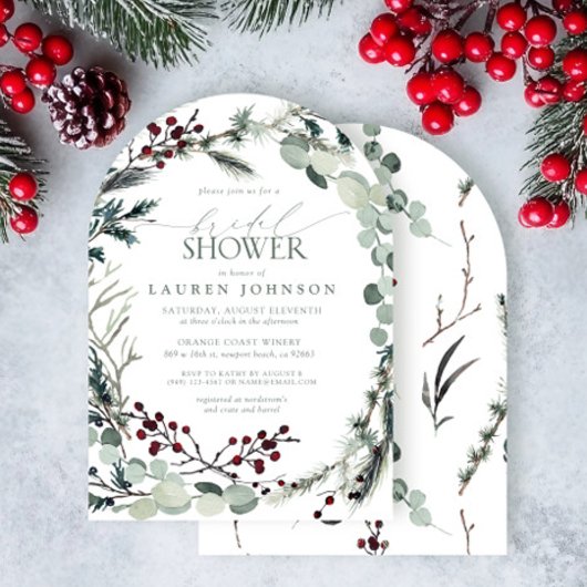 Sage Green Eukalyptus Greenery Berry Brautparty Einladung