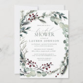 Sage Green Eukalyptus Greenery Berry Brautparty Einladung (Vorderseite)