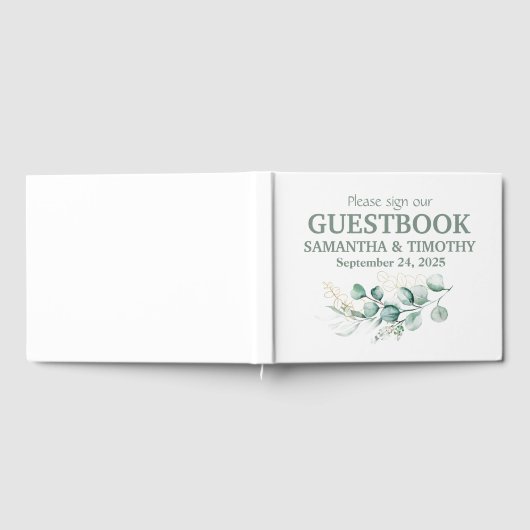 Sage Green Eukalyptus Rustikale Grüne Hochzeit Gästebuch (Voll)